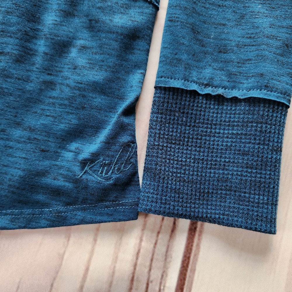 **SOLD** Kuhl "Svenna" Waffle Knit Henley Long Sleeve Shirt Teal Blue | Size S - Picture 6 of 12